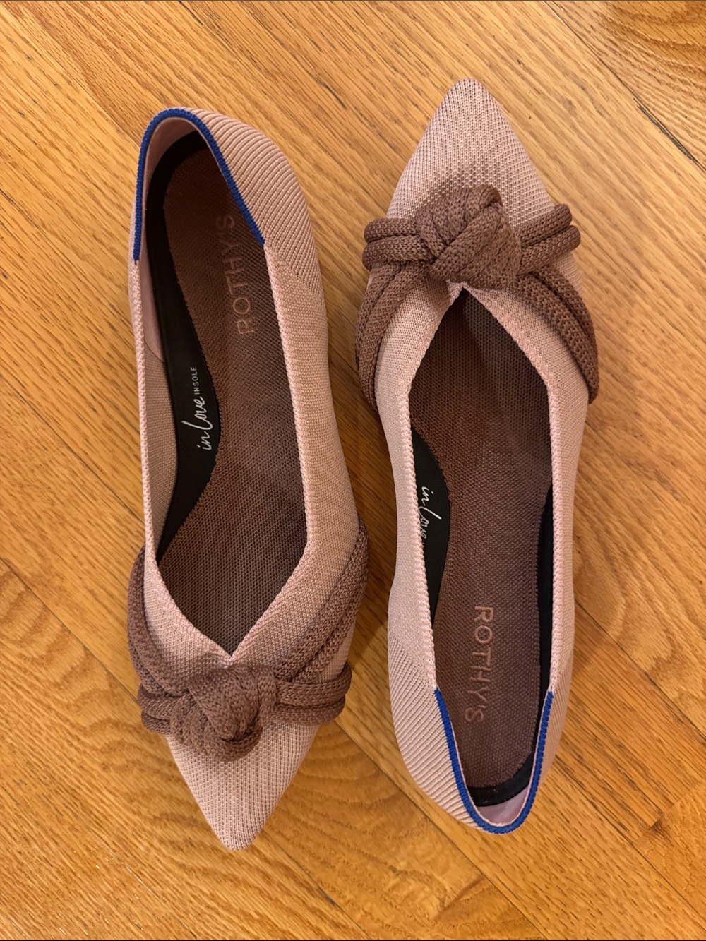 Rothy's Point Knot Flats in Pink Blush